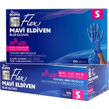 2 Adet Flex Tpe Hibrit Eldiven Small Mavi 100'LÜ