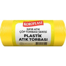 3 Adet Koroplast Plastik Atık Çöp Torbası Jumbo Boy 80 cm x 110 cm Sarı 10'lu Paket