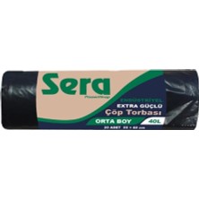 5 Adet Sera Endüstriyel Extra Güçlü Çöp Torbası Orta Boy 55 cm x 60 cm Siyah 20'li Paket