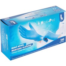 3 Adet Has-Pet Nitril Eldiven Mavi L 100'LÜ Paket