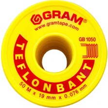 Gram Teflon Bant Su tesisatı Sızdırmazlık Bandı 3 Adet /19mm X 0,076mm X0,025 g/cm3  50MT