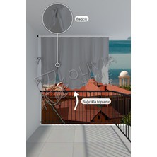Görgülü Shop Büzgülü Düz Gri Balkon Perdesi