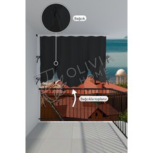 Görgülü Shop Büzgülü Düz Antrasit Balkon Perdesi