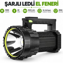 Badem10 Şarjlı LED El Feneri 20W 1000 Lümen 9600 Mah Li-Ion Type-C IP65 Kamp Lambası Çoban Lamba 10-24 Saat