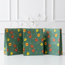 Aybaş Kağıtçılık Yılbaşı Temalı Adet 25X31 ve Adet 18X24 cm 12 Adet Kraft Kağıt Çanta, Hediye Paketi, Hediye Poşeti