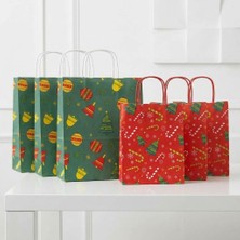 Aybaş Kağıtçılık Yılbaşı Temalı Adet 25X31 ve Adet 18X24 cm 12 Adet Kraft Kağıt Çanta, Hediye Paketi, Hediye Poşeti