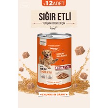 Merry Yetişkin Köpekler Için Sığır Etli Parça Etli Konserve Yaş Köpek Maması 400 G - 12 Adet