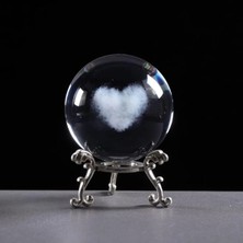 Kristal Cam Küre Kalp Temalı Love Dekor Metal Standlı Dekoratif Dünya Küres