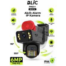 Blic Pro++ Blm-94 6 Mp Çift Lensli Wi-Fi Ptz Dış Mekân Ip Güvenlik Kamerası Siyah, IP66, Sirenli ve Gece Görüşlü