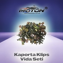 Moton Motosiklet Kaporta Klipsi ve Vidası Seti - Küçük Boy Grenaj Sabitleme Vidası (100 Adet Sac Klips + 100 Adet Vida)