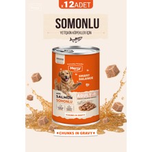 Merry Yetişkin Köpekler Için Somonlu Parça Etli Konserve Yaş Köpek Maması 400 G - 12 Adet