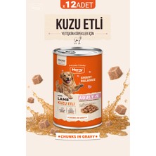 Merry Yetişkin Köpekler Için Kuzulu Parça Etli Konserve Yaş Köpek Maması 400 G - 12 Adet