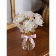 C&On Design Sevgililer Günü ve Öğretmenler Günü Hediyesi Solmayan Tekli Galaxy Rose, Gold Saplı Işıltılı Sonsuzluk Gülü 1 Adet Gül  Vazosuz