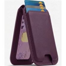 M.TK Moveteck iPhone 12 13 14 15 16 17 18 Plus Pro Max Uyumlu Telefon Arkası Kartlık Katlanabilir Güçlü Manyetik Tutuş Standlı Deri Magsafe Cüzdan - Burgonya Wallet