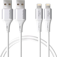 Str Store 2AD x 2metre Set, USB A-Lightning, 3.1A Hızlı Şarj Kablosu, Wahoo (2AD x 2metre Beyaz)