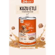 Merry Yetişkin Köpekler Için Kuzulu Parça Etli Konserve Yaş Köpek Maması 400 G - 24 Adet
