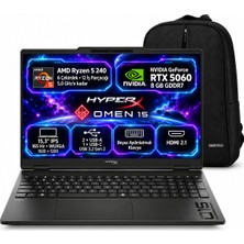 Hp Hyperx Omen D2QW5EA S6 Nvıdıa® Geforce Rtx 5060 Amd Ryzentm 5 240 32GB Ram 1tb SSD 15,3'' 165 Hz  Windows 11 Pro + Snertech Çanta