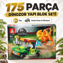 Elifeshop Dinozor Yapı Blok Seti 175 Parça 6+ Yaş Arazi Aracı ve Dinozor Figürlü Oyun Seti