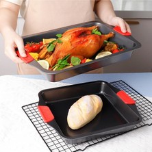 Str Store Karbon Siyah Çelik Fırın Tepsisi, Yapışmaz Yüzey, 24X40X7 Cm, 700 Gr, Büyük Boy, Derin Kenarlı, Isıya Dayanıklı, 1 Adet