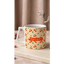 Eylül Design Kişiye Özel Isim Baskılı Kiraz Tasarım Seramik Kupa Bardak 250 ml - Lüks Kahve Mug