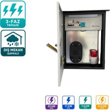 Ever Charger PanoBox Pro Trifaz Dış Mekan Metal Elektrikli Araç Şarj Panosu – AC Tipi Kaçak Akım Röleli ve Sigortalı (go-e Uyumlu, Braketli, Işıklı)