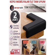 Can Yıldız Plastik Şeffaf Yapışkanlı Kenar ve Köşe Koruyucu Çocuk Kenar Köşe Koruma 2 Adet Siyah
