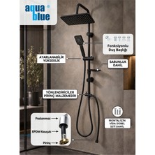 Aqua Blue Kare Siyah Robot Duş Seti