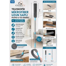 Emoev 156 cm Teleskopik Uzayan Saplı Esnek Mikrofiber Toz Alma Fırçası Dolap Üstü ve Yüksek Alan Mopu