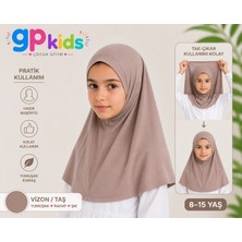 Gp Kids Kız Çocuk Pratik Başörtü Penye Hazır Eşarp Mina Model Taş Rengi