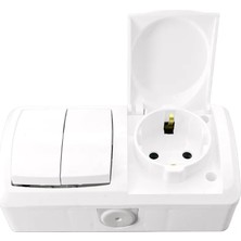 De-Pa 84103 Nemliyer Sıvaüstü Kapaklı Topraklı Priz ve Komitatör Beyaz 16A 220-250V