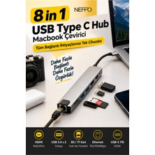 Neffo 8 In 1 Ethernet Sd USB Type C Hub Hdmı Girişli Macbook Çevirici