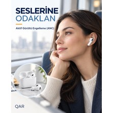 Qar Pro3 Anc 2026 Yeni Nesil Kablosuz Bluetooth Kulaklık  Gürültü Engelleme, Hd Ses, Dokunmatik Kontrol