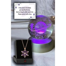Renk Değiştiren LED Işıklı Cam Satürn Kız Küre Dolunay Lamba Kristal Top Lo