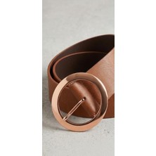CNRWOOD Orijinal Yuvarlak Metal Tokalı Taba Kadın Kemer