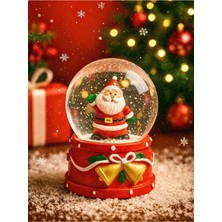 LED Işıklı 2026 Yılbaşı Kar Küresi – 9 cm Orta Boy Noel Baba Figürlü Dekora