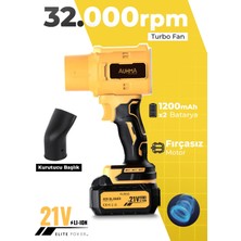 Auhma Ahv-18 Şarjlı Turbo Fan Hava Üfleyici Sarı - 21V Kömürsüz Motor (Brushless) - 32.000 Rpm Oto Kurutma, Pc Temizleme ve Bahçe Üfleme Makinesi
