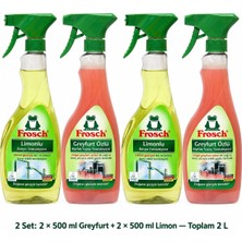 Frosch Greyfurt 500 ml + Limon Banyo 500 ml Temizlik Seti 2 Set (4 Şişe / Toplam 2 L)