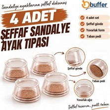 Çetiner Group Şeffaf Yuvarlak Sandalye Ayak Tıpası 4 Adet, Taban Pedli Sandalye Ayağı Koruyucu Başlık Seti, Mobilya Ayak Koruma