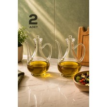 Porsima 5323 2li Borosilikat Cam Ibrik Model Zeytinyağ Şişesi Takımı - 2li Yağlık ve Sirkelik Seti 750ML+750ML