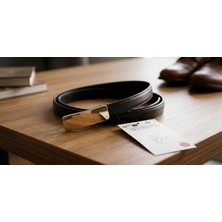 CNRWOOD Orijinal Ince Metal Tokalı Koyu Renk Kadın Kemer