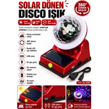 Güzelyüz Avm Dönen Disko Lambası Şarjlı Solar Panelli + Beyaz Işıklı Parti Eğlence Atmosfer Disco Işığı Gece Masa LED Lambası