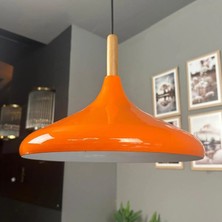 Bamyum Champion Parlak Turuncu Ahşap Tekli Avize Sarkıt Salon Mutfak Cafe Butik Lamba Aydınlatma Avizeler