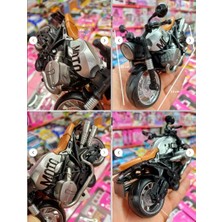 Oyuncak Sahili Çekbırak Harley Tarz Diecast Metal Plst 14x10cm Koleksiyon Motorsiklet Harley David Model Gri Renk Motosiklet Işıklı Ve Sesli