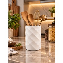 Betonmall Tezgah Üstü Kaşıklık Mutfak Organizeri Çatal Kaşık Spatula Kepçe Tutucu Modern Geometrik Tasarım