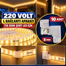 Powerr Led Aydınlatma 10 Adet 220V 8mm Tek Renk Şerit LED L Köşe Dönüş Aparatı Lehimsiz 2 Pin