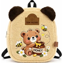 Kidhug Isme Özel Ayıcık Figürlü Peluş Çocuk Sırt Çantası Kulaklı Anaokulu Kreş Çantası Unisex 0-8 Yaş