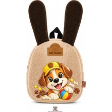 Kidhug Isime Özel Çanta Çocuk Köpek Sırt Baskılı Bej Unisex Çocuk Çantası Anaokulu - Kreş 0 - 8 Yaş En Güzel Hediye Seçeneği