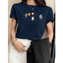 Unisex Yaramaz Kediler Baskılı Tasarım Tshirt