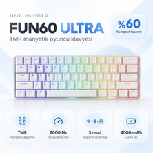Akko Monsgeek FUN60 Ultra Shine-Through White Tmr Hall Effect Manyetik Switch Argb Kablosuz Hotswap Mekanik Gaming Klavye