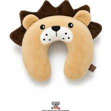 Kidhug Çocuk Peluş Seyahat Boyun Yastığı Aslan Figürlü 30 x 22 cm Kahverengi Bej